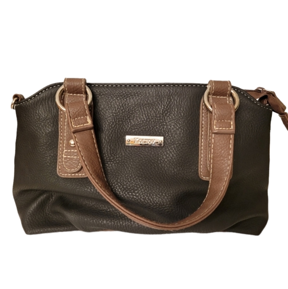 Koltov Black and Brown Faux Leather Handbag